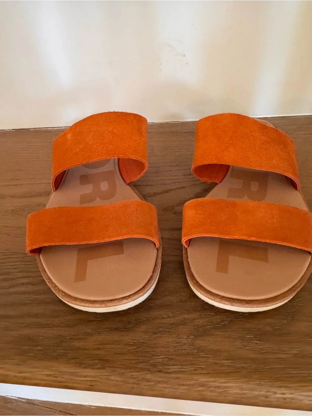 Sorel Ella II Slide  Suede Double-Strap Slide Sandal in Desert Sun Chalk